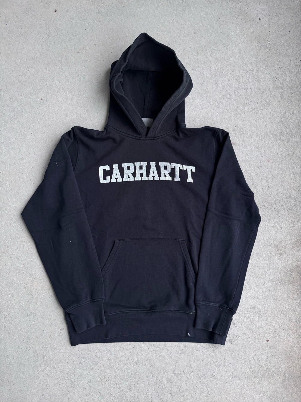 Carhartt Black Hoodie with White Logo Chest Script